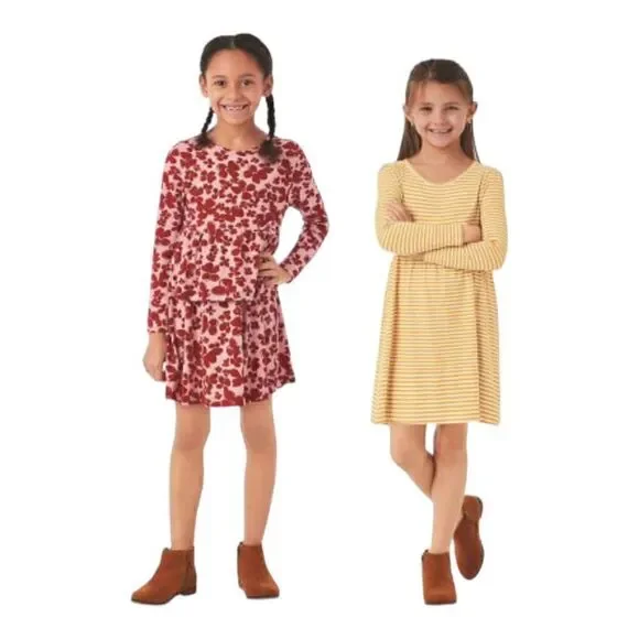 Member's Mark Girls' 2 Pack Dress Red Floral/Stripe Size 2T - Picture 1 of 15
